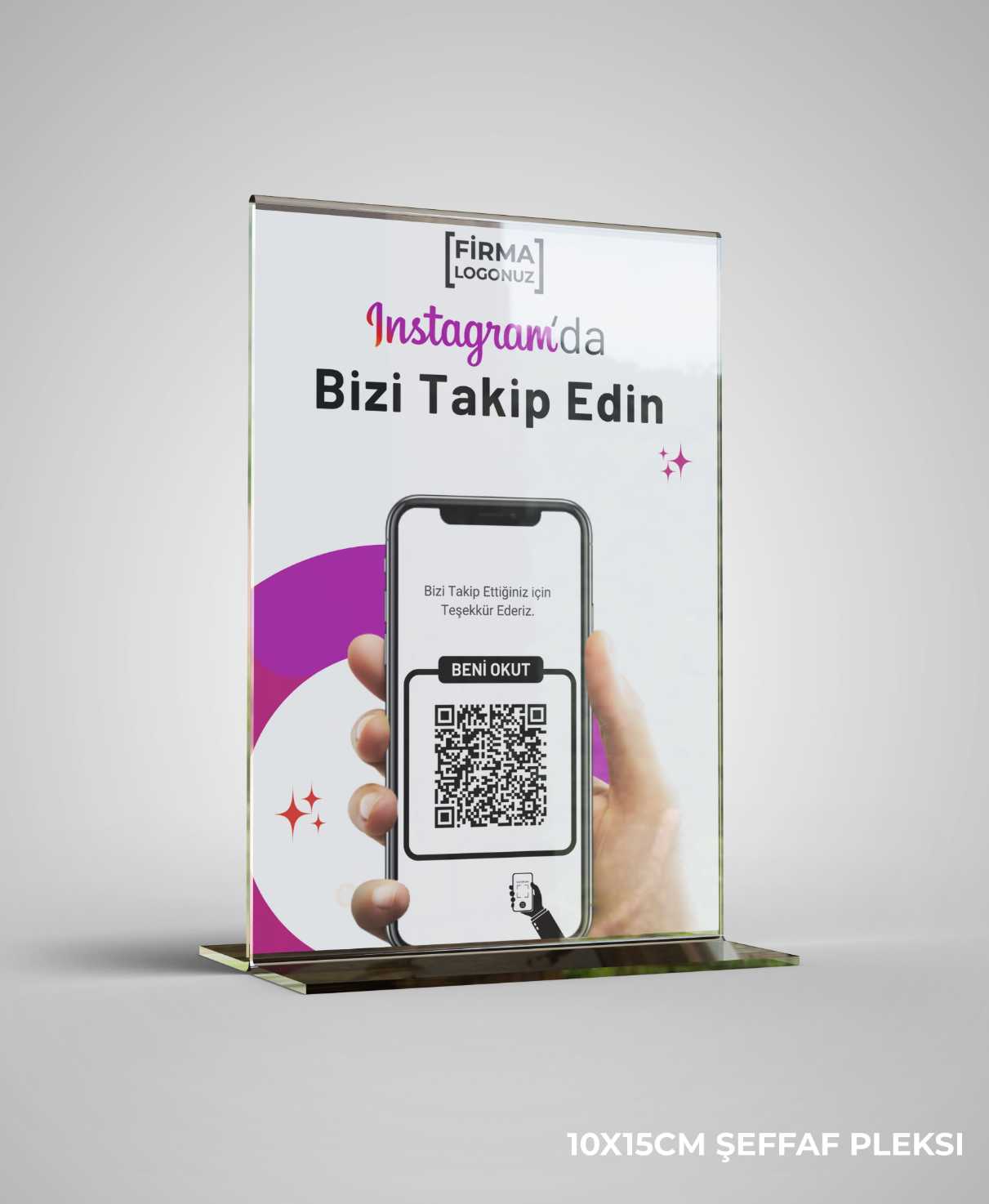 İnstagram Karekod Mağaza Profil Takip Standı Masaüstü İnstagram Qr Takip A6 Boyutunda Pleksi Föy