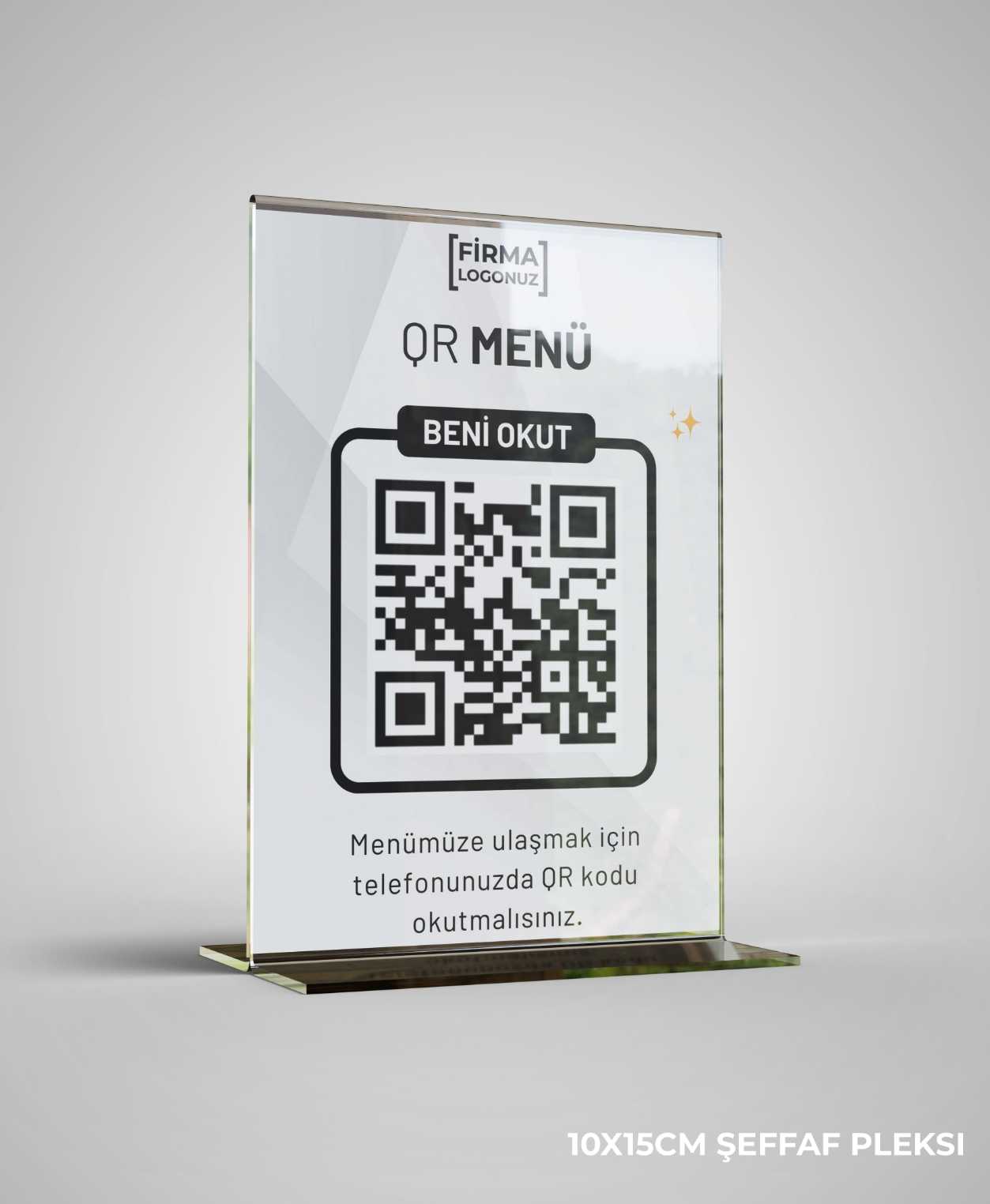 Dijital Menü Karekod Menü Standı Masaüstü Qr Menü A6 Boyutunda Şeffaf Pleksi Föy
