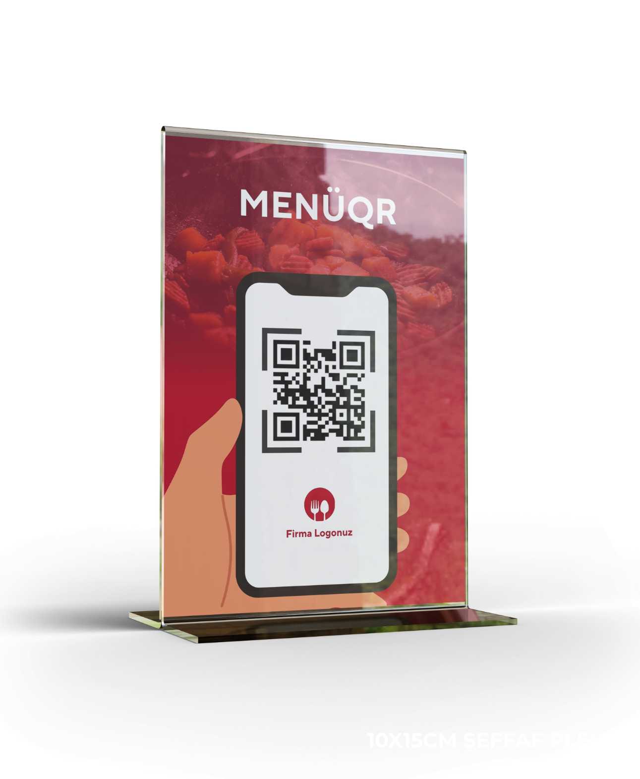T Tipi Dikey Pleksi QR Kod Menü Stand Fiyatlık Menü Tutucu Pleksi Föylük