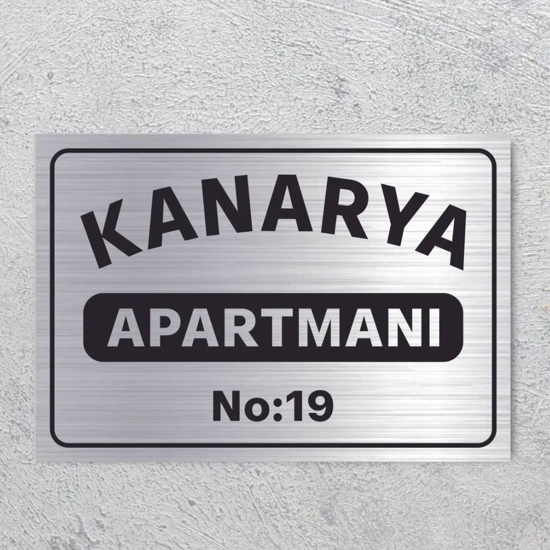 Apartman Daire Kapı İsimliği Tabela – 20x30 cm | Kişiye Özel Silver Kapı Giriş Tabelası
