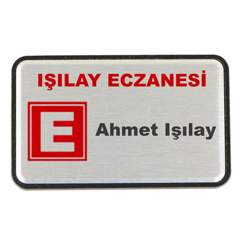  Dikdörtgen Fırçalı Gümüş Metal Yaka İsimliği