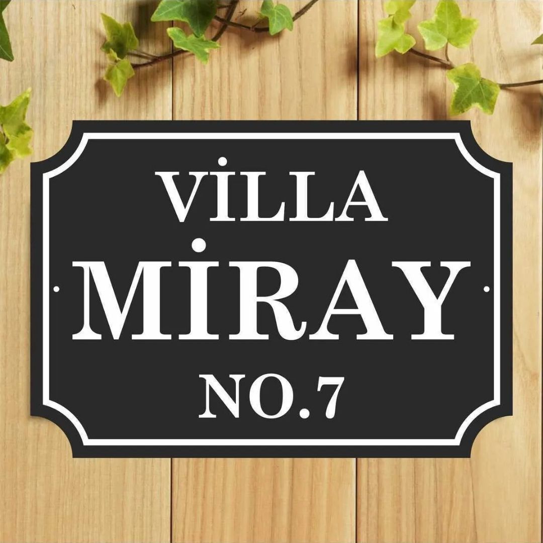 Siyah Alüminyum Villa, Apartman, Site, Blok Tabelası Apartman Daire Giriş Tabela 50x35 cm
