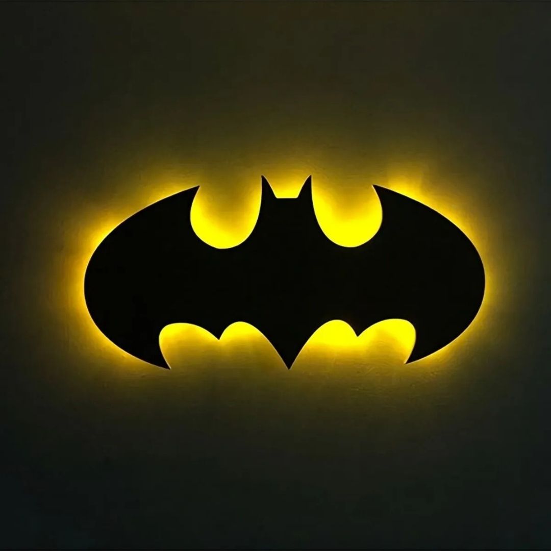 Ahşap Batman Ledli Duvar Dekoru Batman Duvar Aydınlatma Dekorasyon  35x23cm