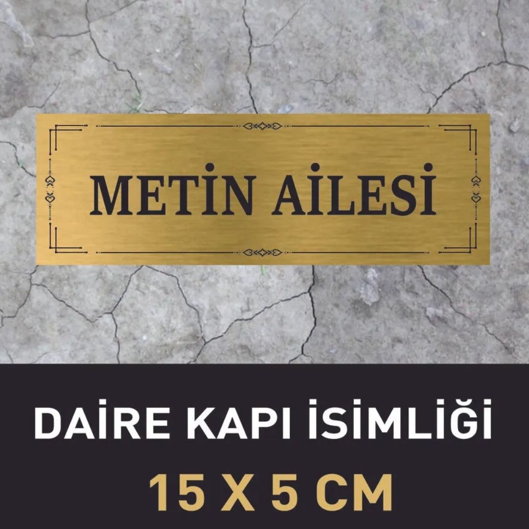 Gold Metal Daire Kapı İsimliği Kişiye Özel Tasarım