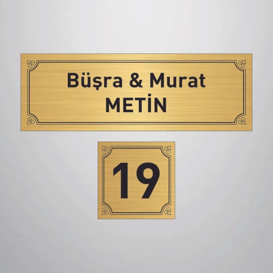 Gold Metal Daire Kapı İsimliği ve Numara – Şık ve Dayanıklı