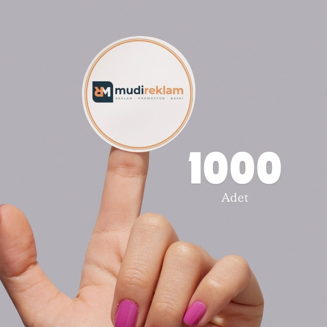 1000 Adet Yuvarlak Sticker Etiket | 3x3 cm, Firmaya Özel Logolu Baskı