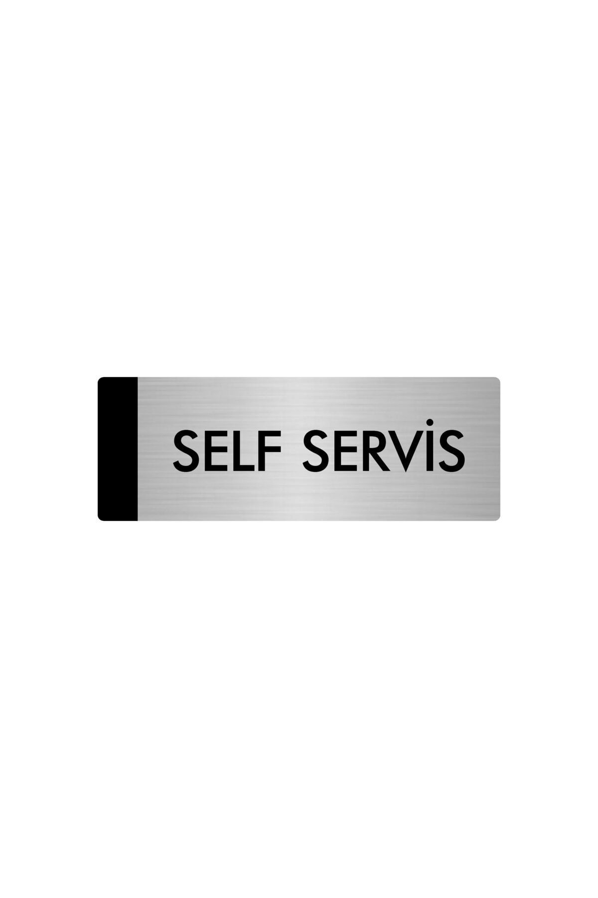 Metal Yönlendirme Levhası, Departman Kapı Isimliği Self Servis 5x20 Cm Gümüş Renk Kapı İsimlik Tabela