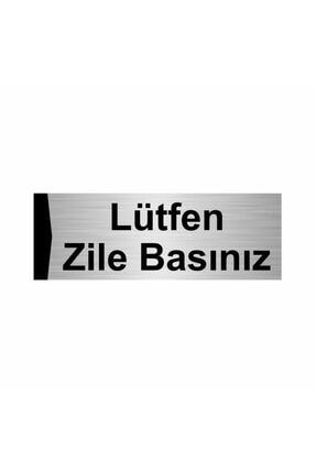 Lütfen Zile Basınız 5x20cm Gümüş Renk Metal Yönlendirme Levhası Kapı İsimlik Tabela