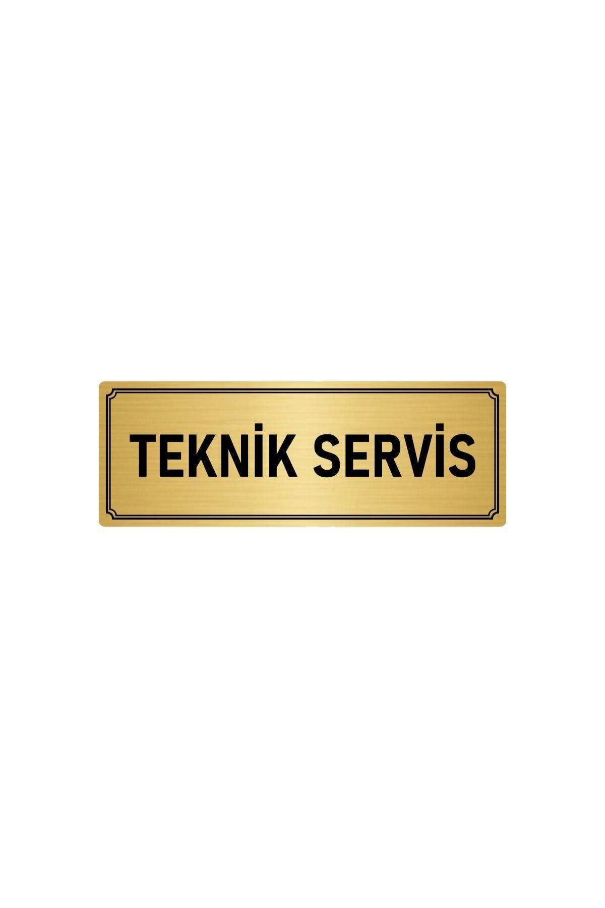 Metal Yönlendirme Levhası, Departman Kapı Isimliği Teknik Servis 5x20 Cm Altın Renk Kapı İsimlik Tabela