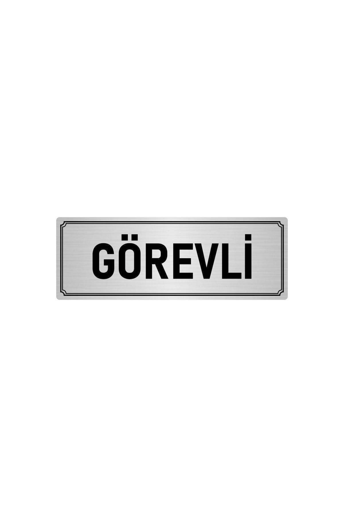 Metal Yönlendirme Levhası, Departman Kapı Isimliği Görevli 5x20 Cm Gümüş Renk Kapı İsimlik Tabela
