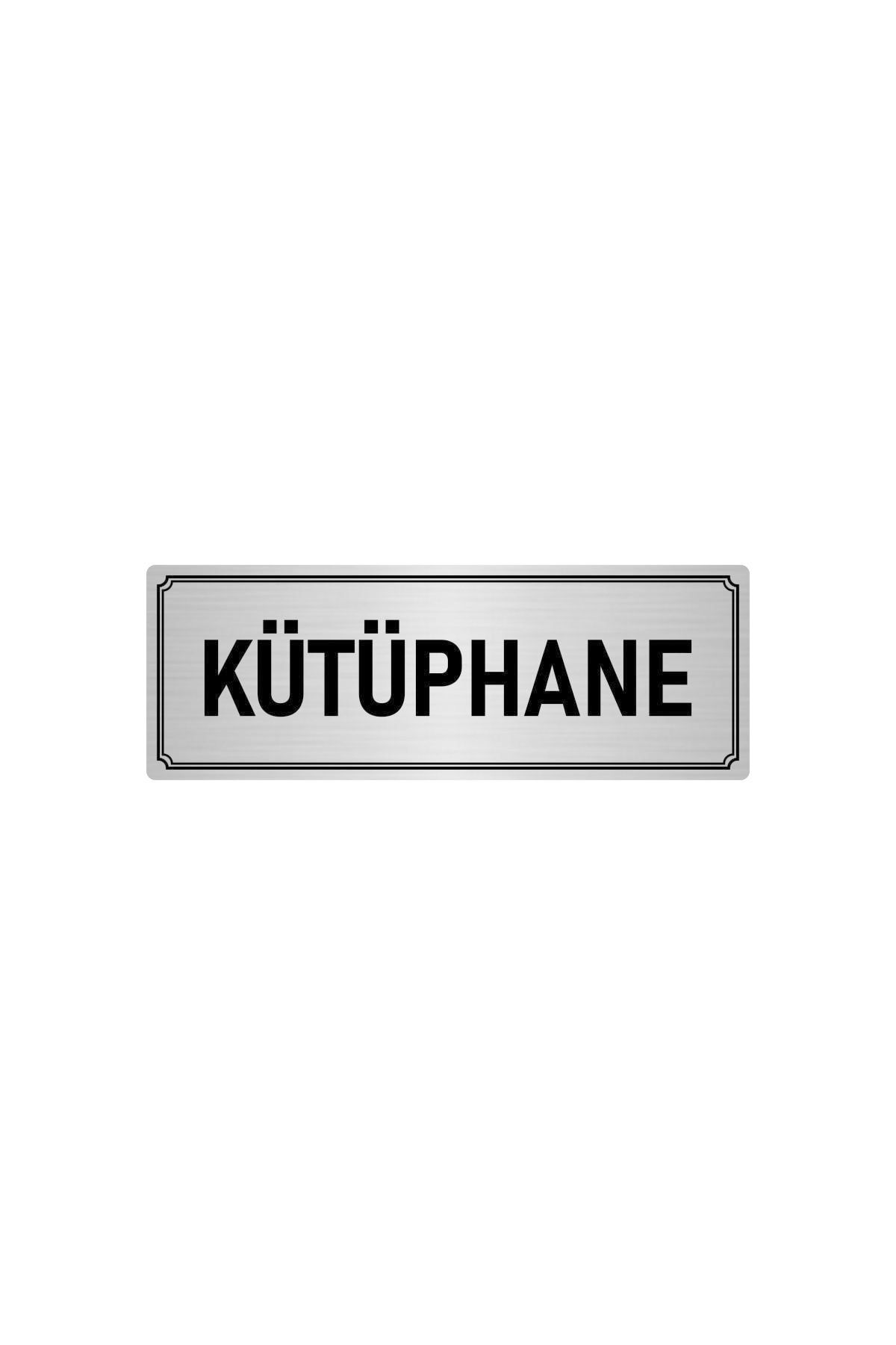 Metal Yönlendirme Levhası, Departman Kapı Isimliği Kütüphane 5x20 Cm Gümüş Renk Kapı İsimlik Tabela