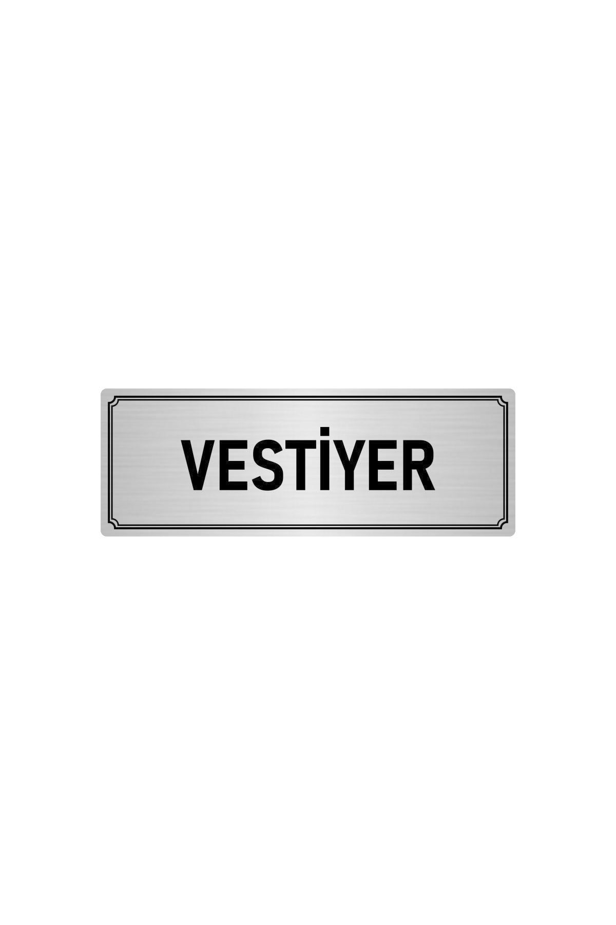Metal Yönlendirme Levhası, Departman Kapı Isimliği Vestiyer 5x20 Cm Gümüş Renk Kapı İsimlik Tabela