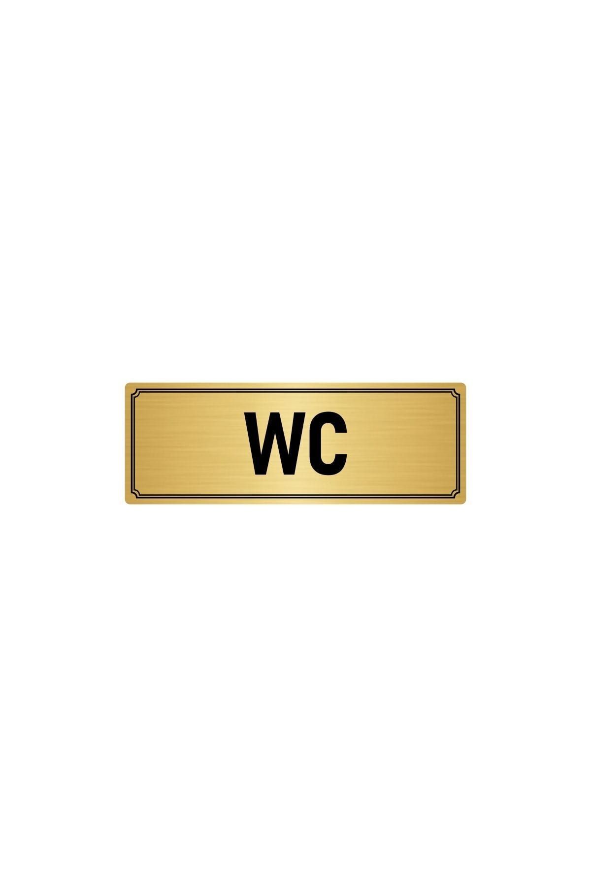 Metal Yönlendirme Levhası, Departman Kapı Isimliği Wc 5x20 Cm Altın Renk Kapı İsimlik Tabela