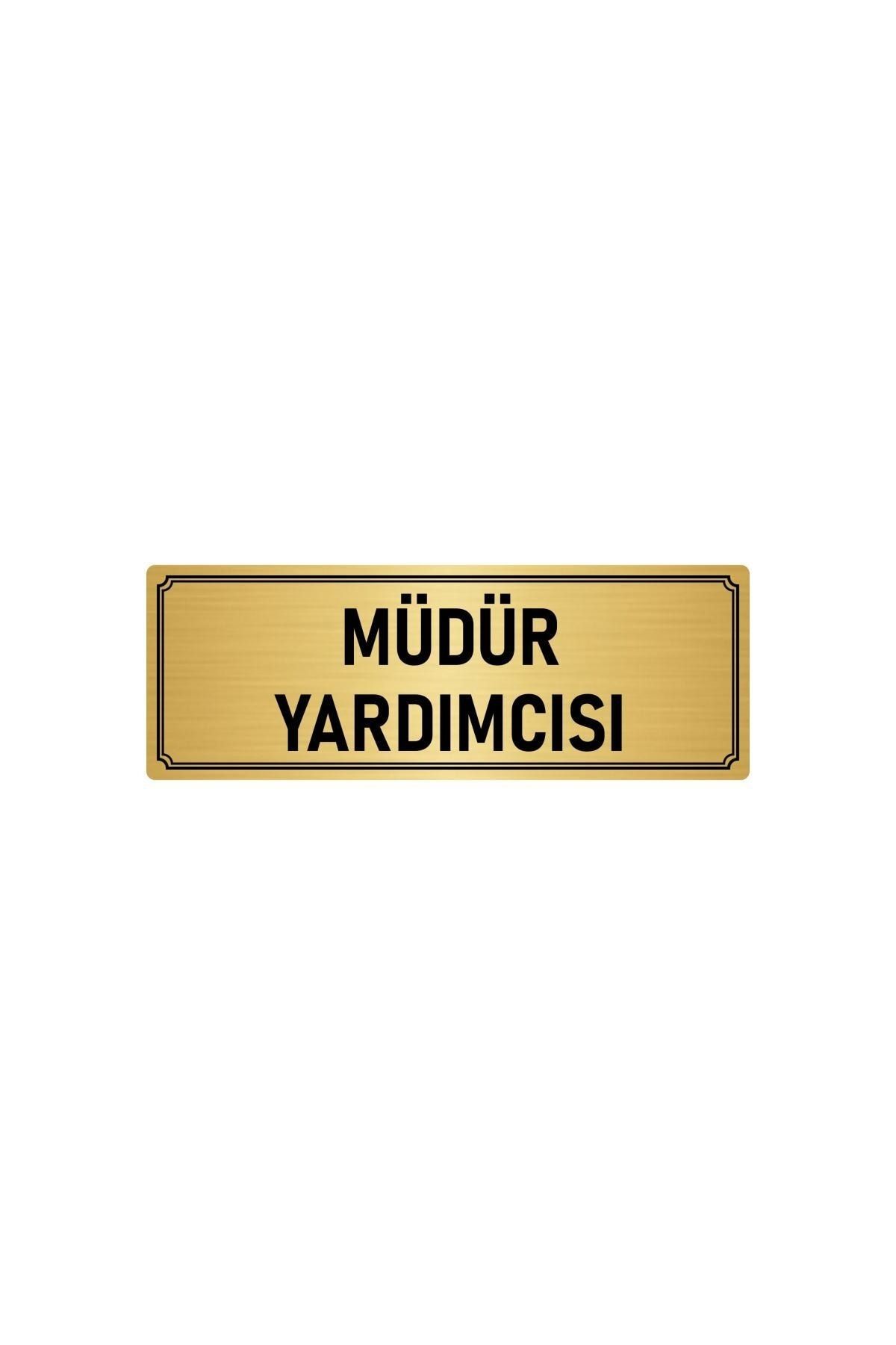 Metal Yönlendirme Levhası, Departman Kapı Isimliği Müdür Yardımcısı 5x20 Cm Altın Renk Kapı İsimlik Tabela