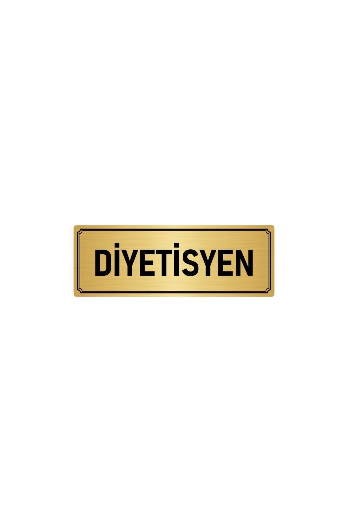 Metal Yönlendirme Levhası, Departman Kapı Isimliği Diyetisyen 5x20 Cm Altın Renk Kapı İsimlik Tabela