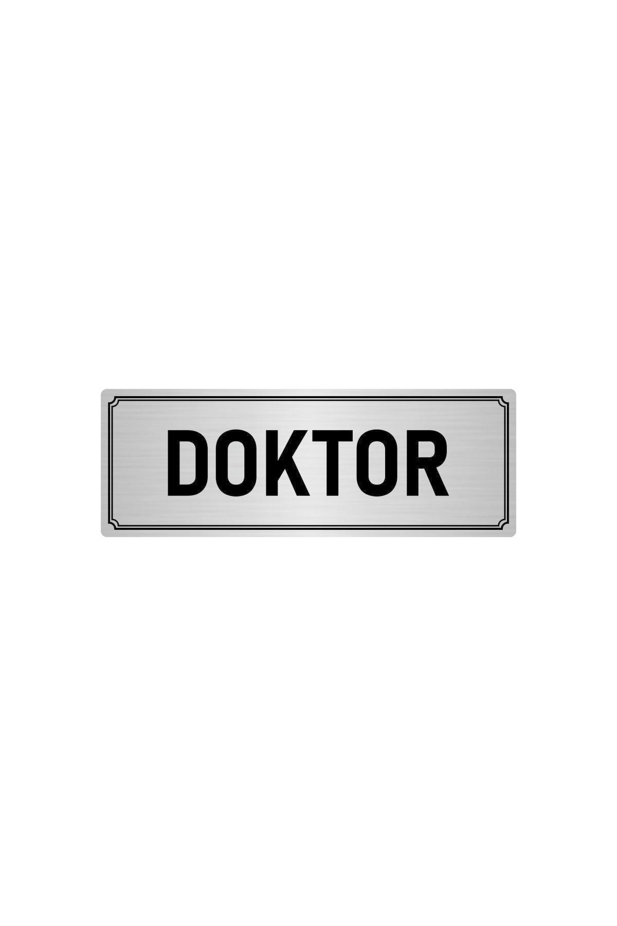 Metal Yönlendirme Levhası, Departman Kapı Isimliği Doktor 5x20 Cm Gümüş Renk Kapı İsimlik Tabela