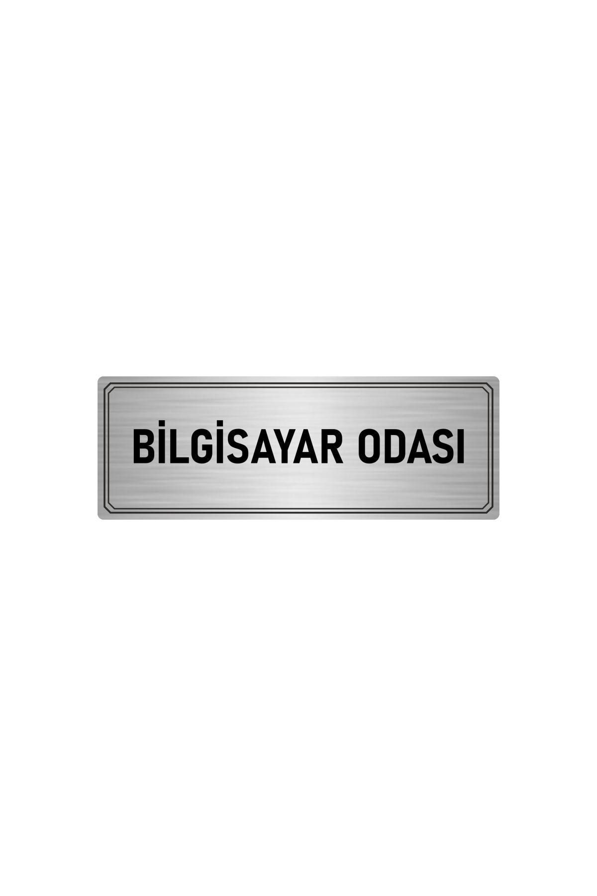Metal Yönlendirme Levhası, Departman Kapı Isimliği Bilgisayar Odası 5x20 Cm Gümüş Renk Kapı İsimlik Tabela