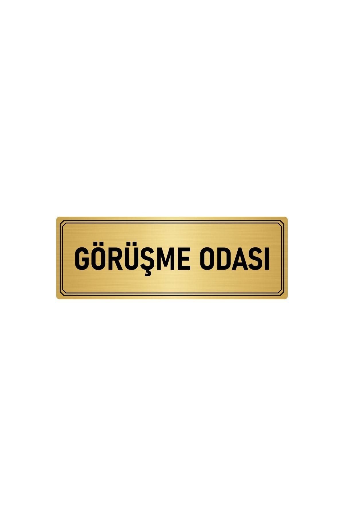 Metal Yönlendirme Levhası, Departman Kapı Isimliği Görüşme Odası 5x20 Cm Altın Renk Kapı İsimlik Tabela