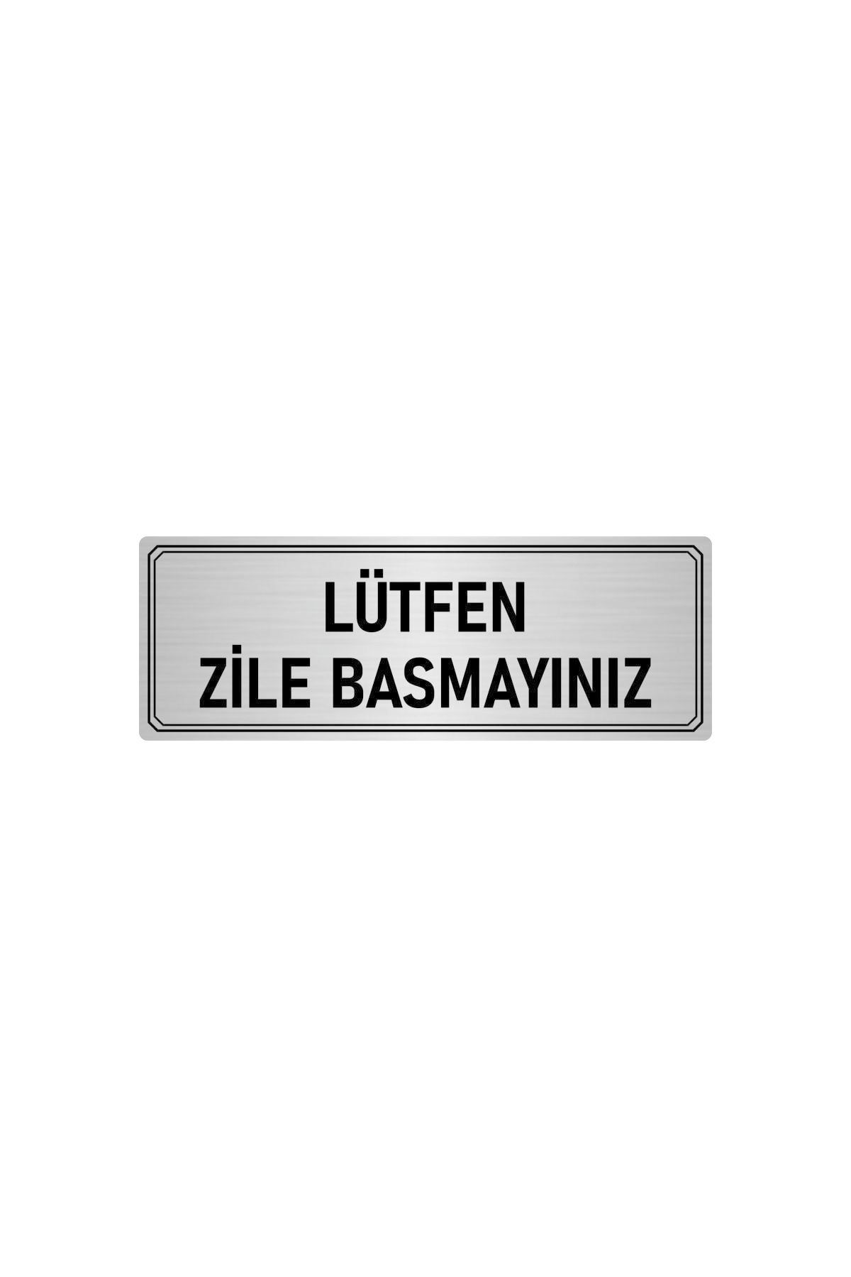 Metal Yönlendirme Levhası, Departman Kapı Isimliği Lütfen Zile Basmayınız 5x20 Cm Gümüş Renk Kapı İsimlik Tabela