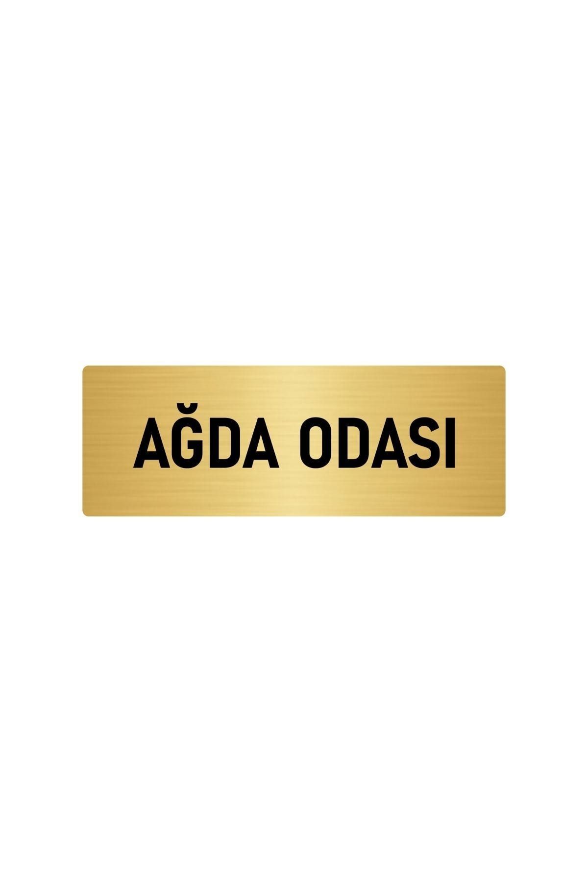 Metal Yönlendirme Levhası, Departman Kapı Isimliği Ağda Odası 5x20 Cm Altın Renk Kapı İsimlik Tabela