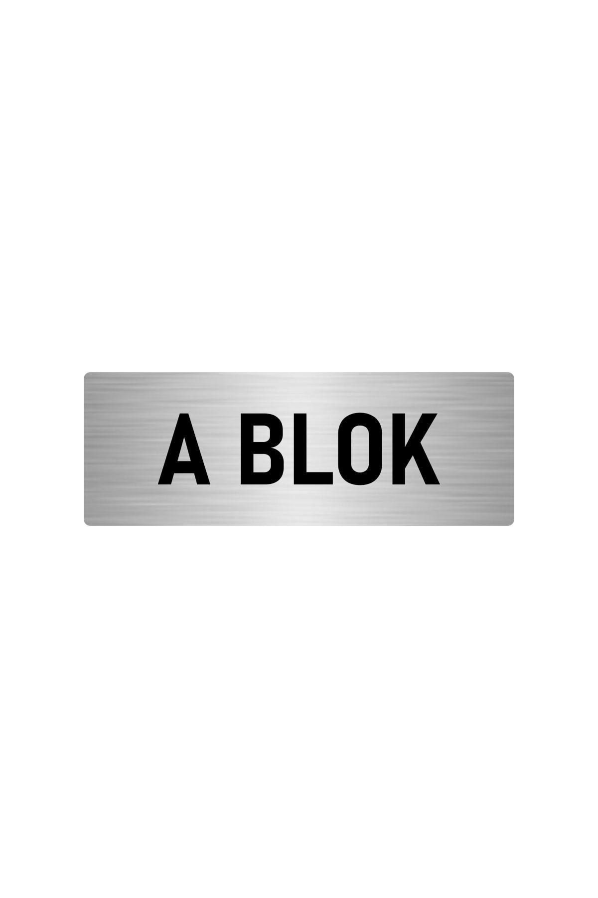 Metal Yönlendirme Levhası, Departman Kapı Isimliği A Blok 5x20 Cm Gümüş Renk Kapı İsimlik Tabela