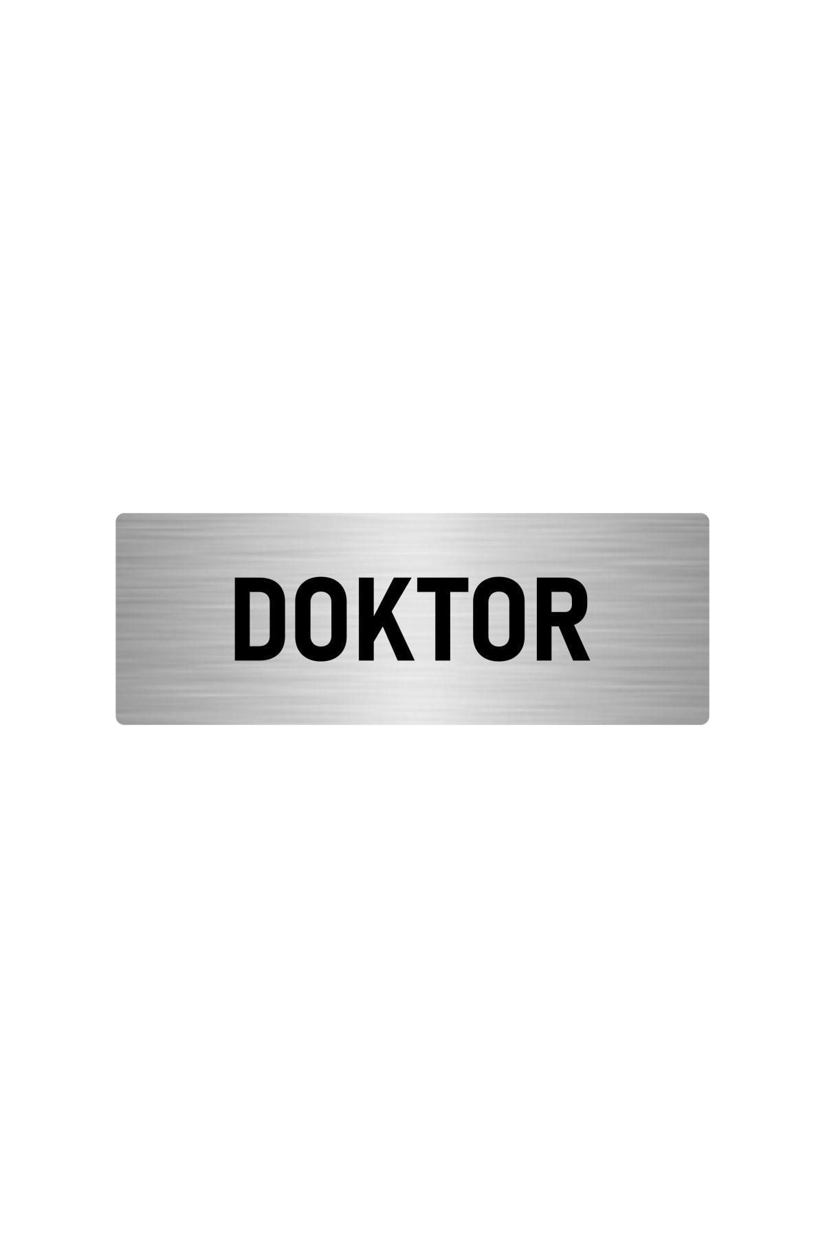 Metal Yönlendirme Levhası, Departman Kapı Isimliği Doktor 5x20 Cm Gümüş Renk Kapı İsimlik Tabela