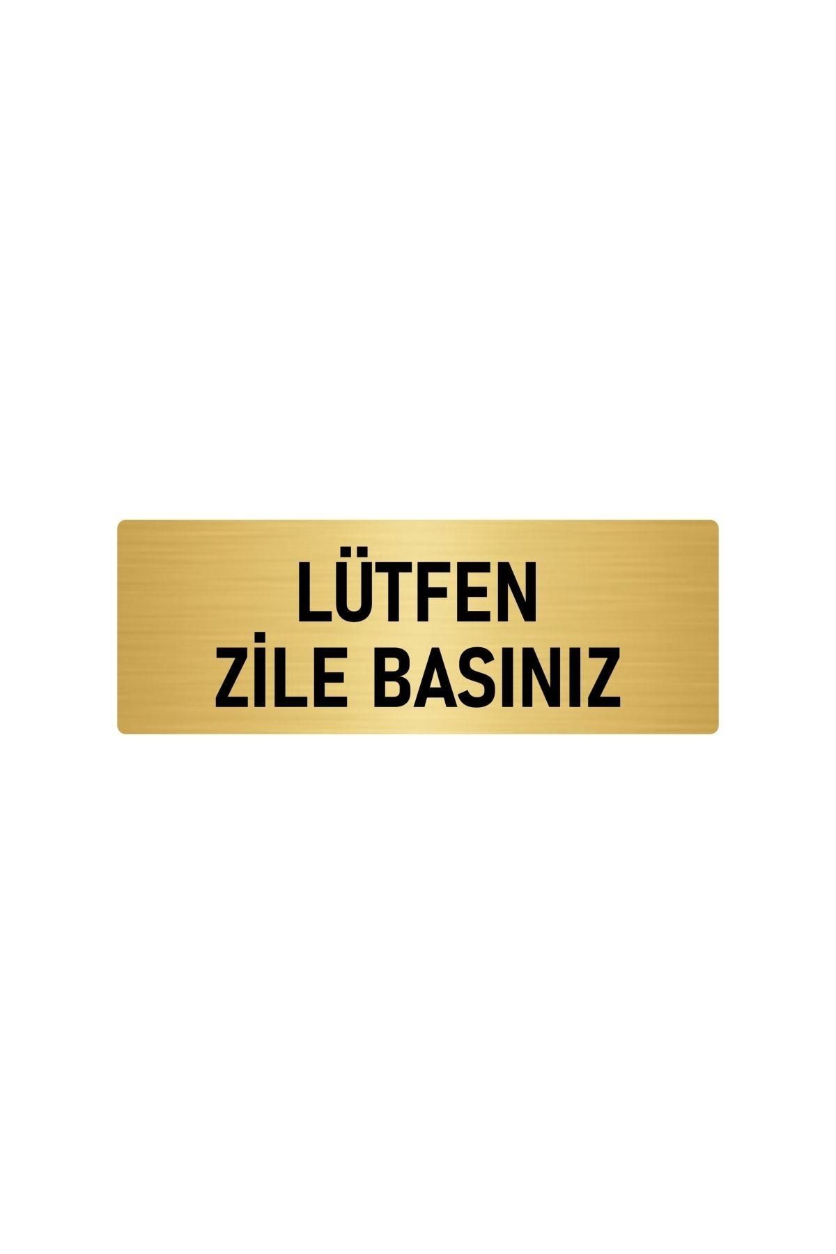 Metal Yönlendirme Levhası, Departman Kapı Isimliği Lütfen Zile Basınız 5x20 Cm Altın Renk Kapı İsimlik Tabela