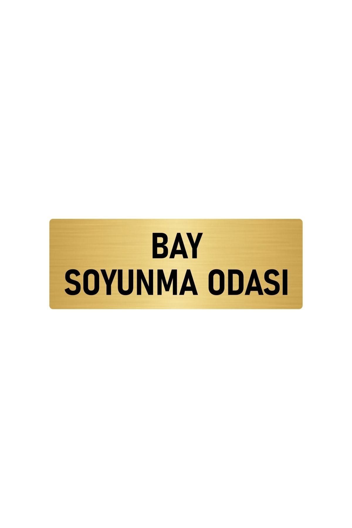 Metal Yönlendirme Levhası, Departman Kapı Isimliği Bay Soyunma Odası 5x20 Cm Altın Renk Kapı İsimlik Tabela