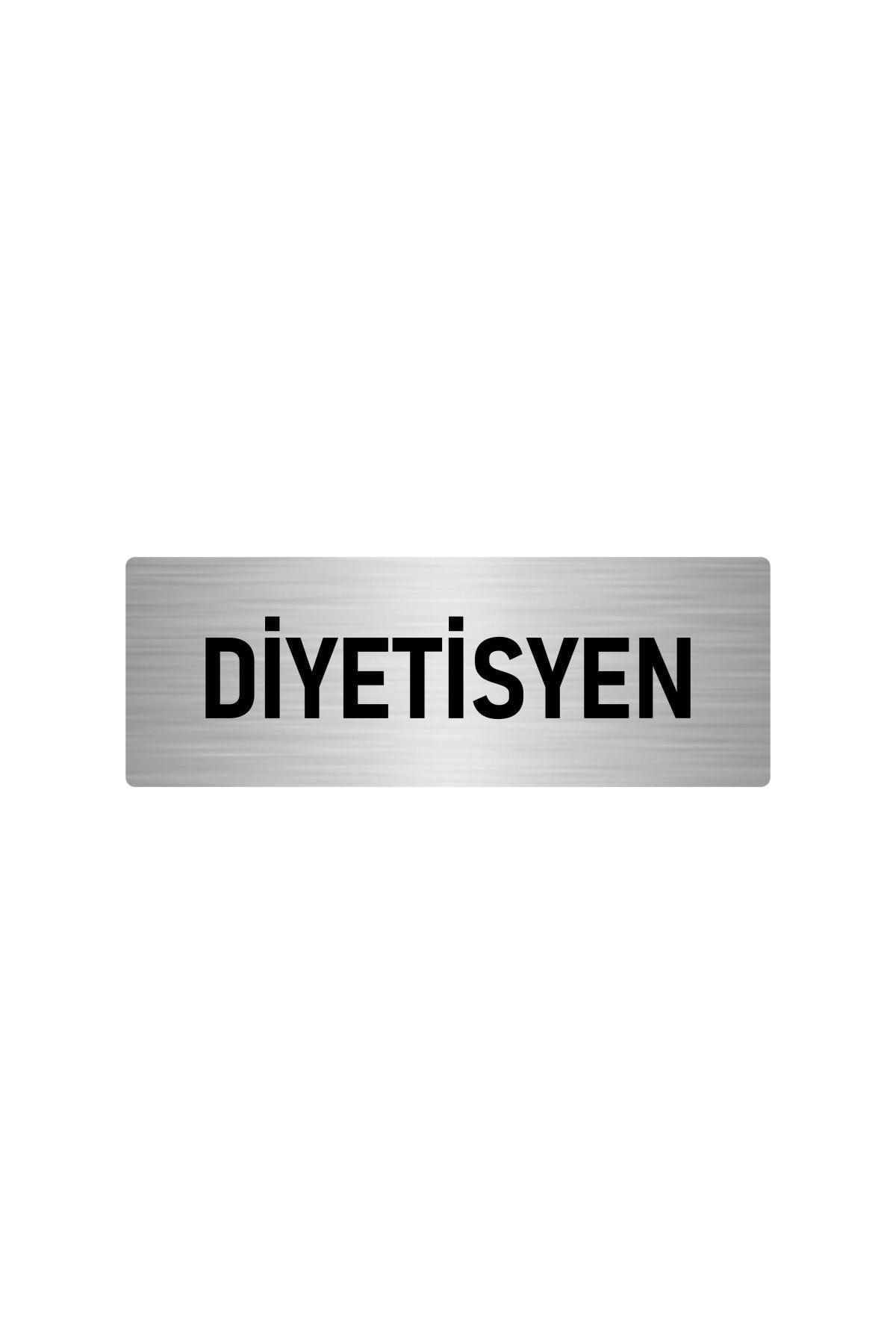 Metal Yönlendirme Levhası, Departman Kapı Isimliği Diyetisyen 5x20 Cm Gümüş Renk Kapı İsimlik Tabela