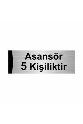 Asansör 5 Kişiliktir 5x20cm Gümüş Renk Metal Yönlendirme Levhası Kapı İsimlik Tabela