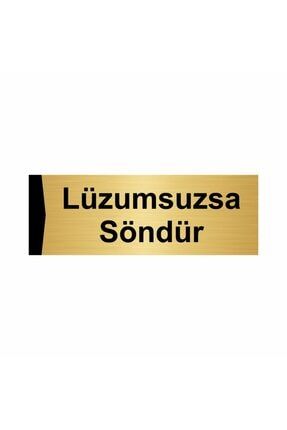 Lüzumsuzsa Söndür 5x20cm Altın Renk Metal Yönlendirme Levhası Kapı İsimlik Tabela