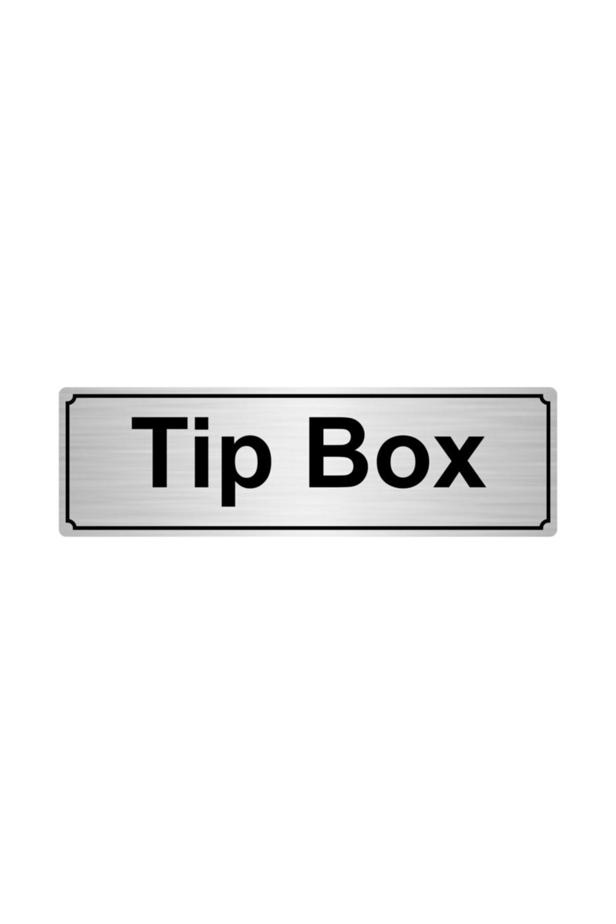 Tip Box Yönlendirme Levhası 5cmx20cm Gümüş Renk Metal Kapı İsimlik Tabela
