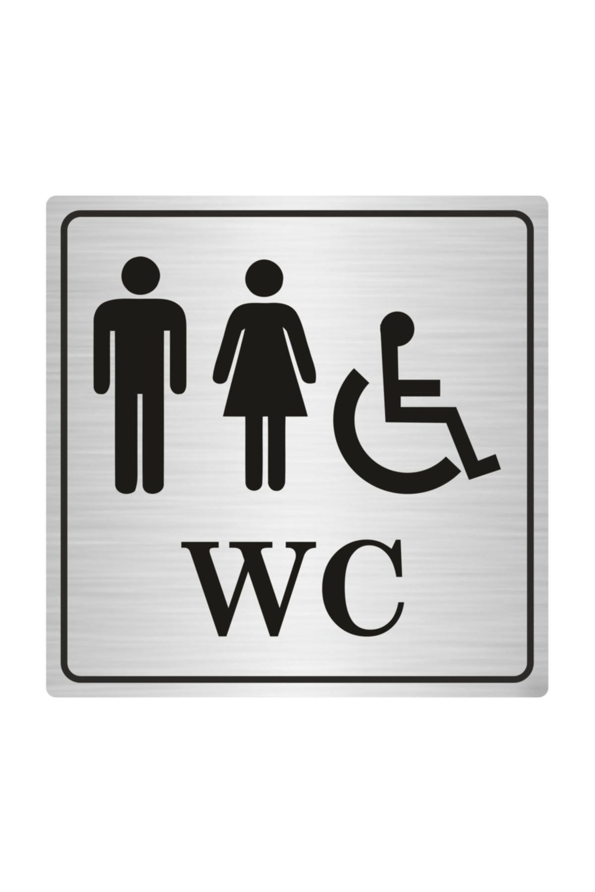 Wc Yönlendirme Levhası Bay Bayan 15cmx15cm Sy02 Gümüş Renk Kapı İsimlik Tabela