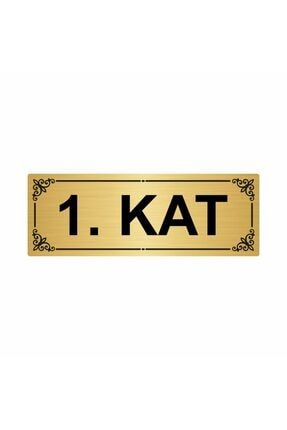 1.kat 7x20cm Altın Renk Metal Yönlendirme Levhası Kapı İsimlik Tabela