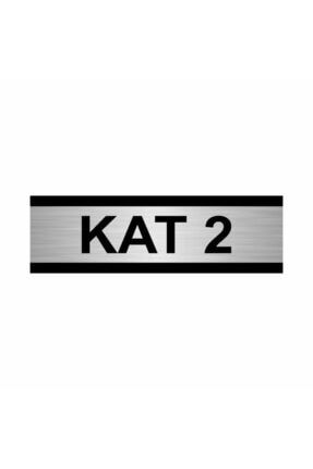 Kat 2 7x20cm Gümüş Renk Metal Yönlendirme Levhası Kapı İsimlik Tabela