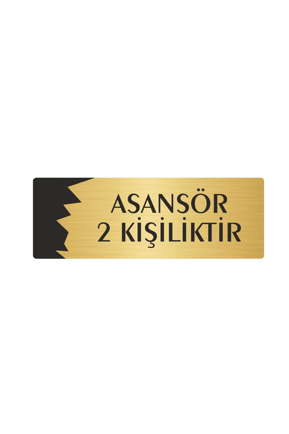 Metal Departman Kapı İsimliği, Yönlendirme levhası Asansör 2 Kililiktir 7X20 Cm Altın Renk Kapı İsimlik Tabela