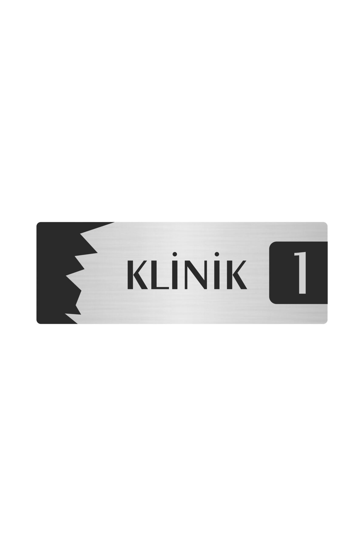 Metal Departman Kapı İsimliği, Yönlendirme levhası Klinik (1) 10X20 Cm Gümüş Renk Kapı İsimlik Tabela