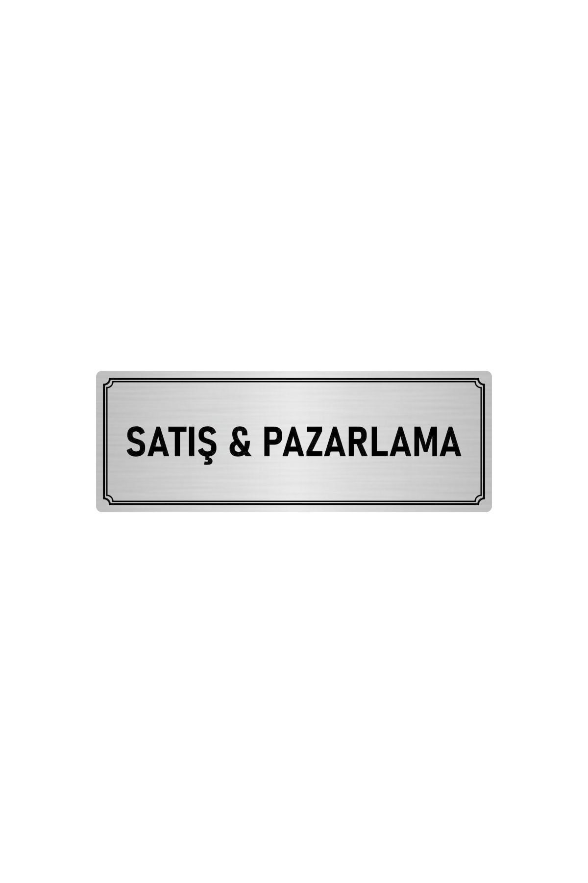 Metal Yönlendirme Levhası, Departman Kapı Isimliği Satış & Pazarlama 10x20 Cm Gümüş Renk Kapı İsimlik Tabela