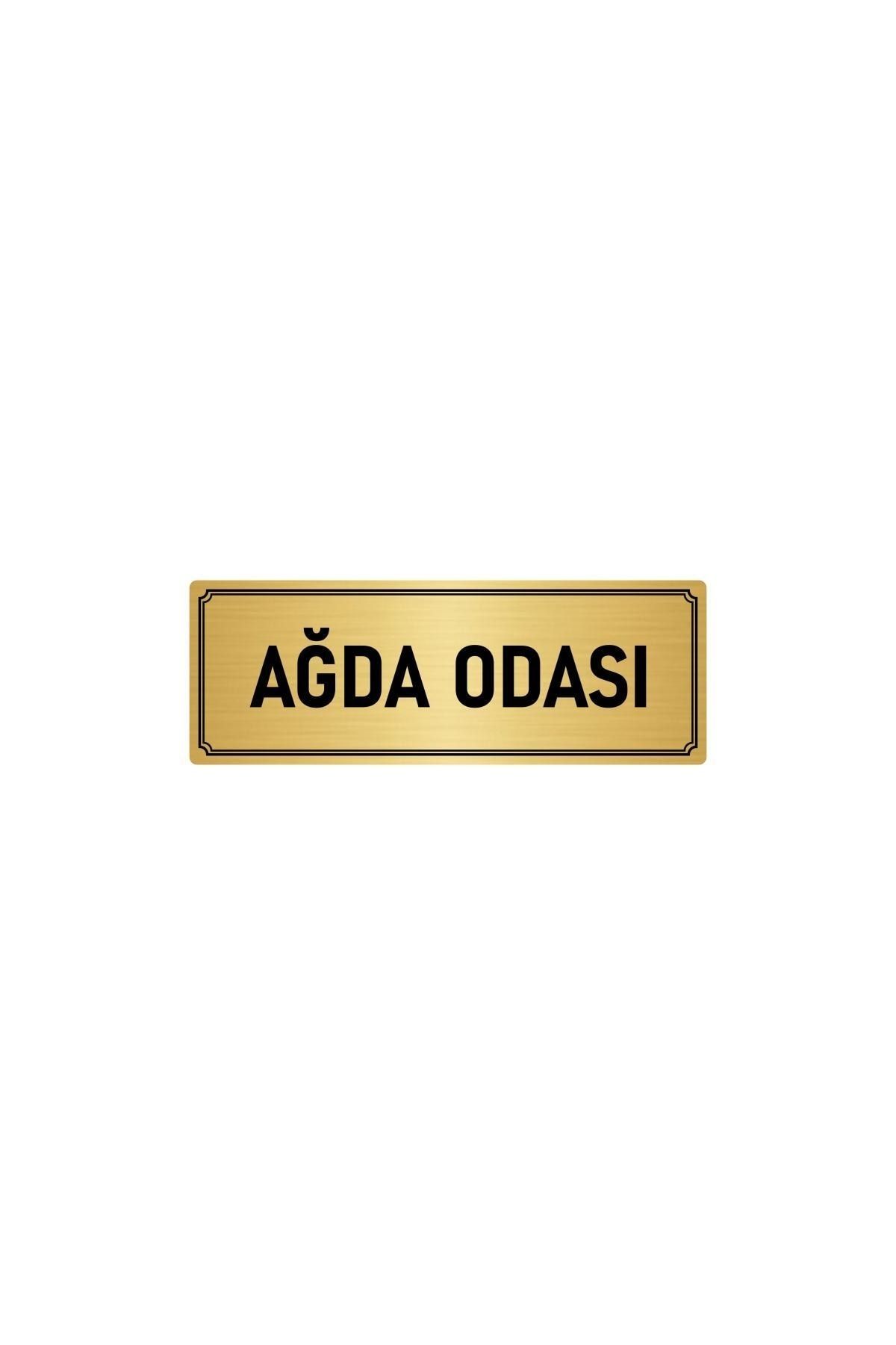 Metal Yönlendirme Levhası, Departman Kapı Isimliği Ağda Odası 7x20 Cm Altın Renk Kapı İsimlik Tabela