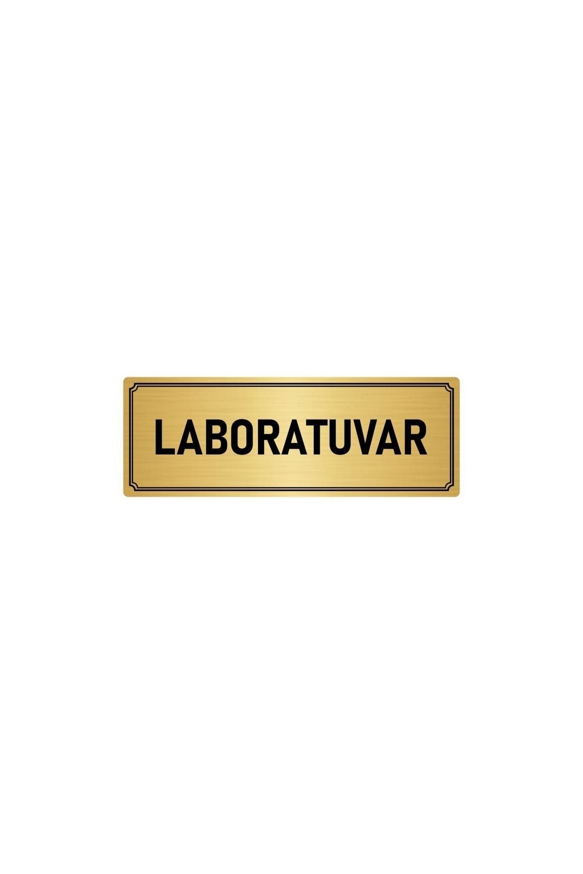 Metal Yönlendirme Levhası, Departman Kapı Isimliği Laboratuvar 7x20 Cm Altın Renk Kapı İsimlik Tabela
