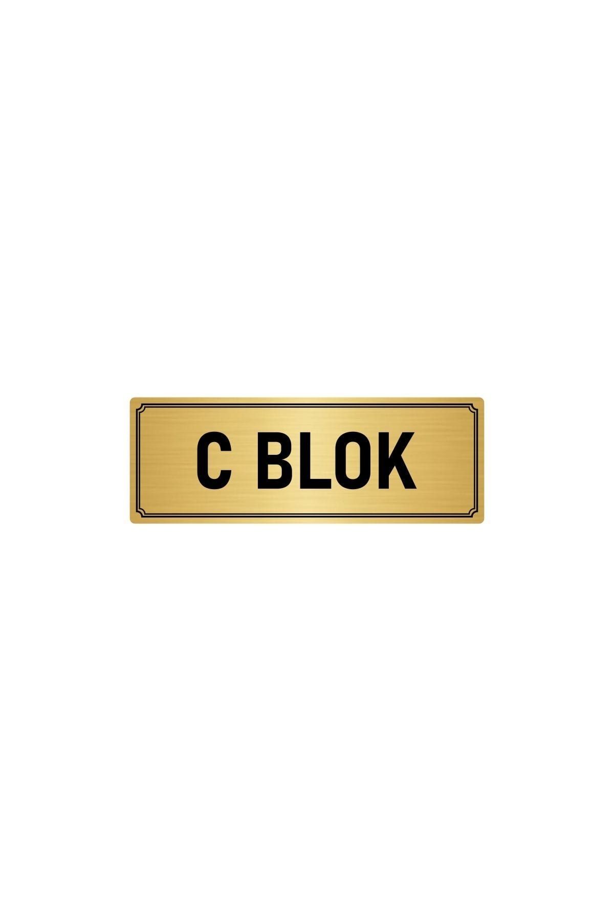 Metal Yönlendirme Levhası, Departman Kapı Isimliği C Blok 10x20 Cm Altın Renk Kapı İsimlik Tabela