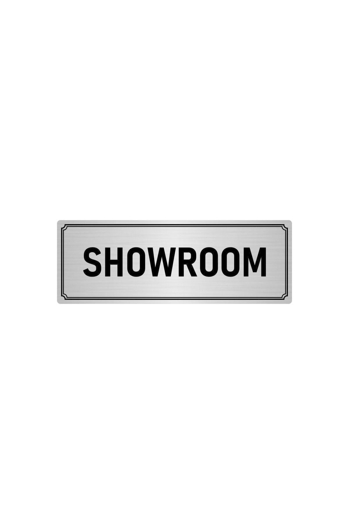 Metal Yönlendirme Levhası, Departman Kapı Isimliği Showroom 10x20 Cm Gümüş Renk Kapı İsimlik Tabela
