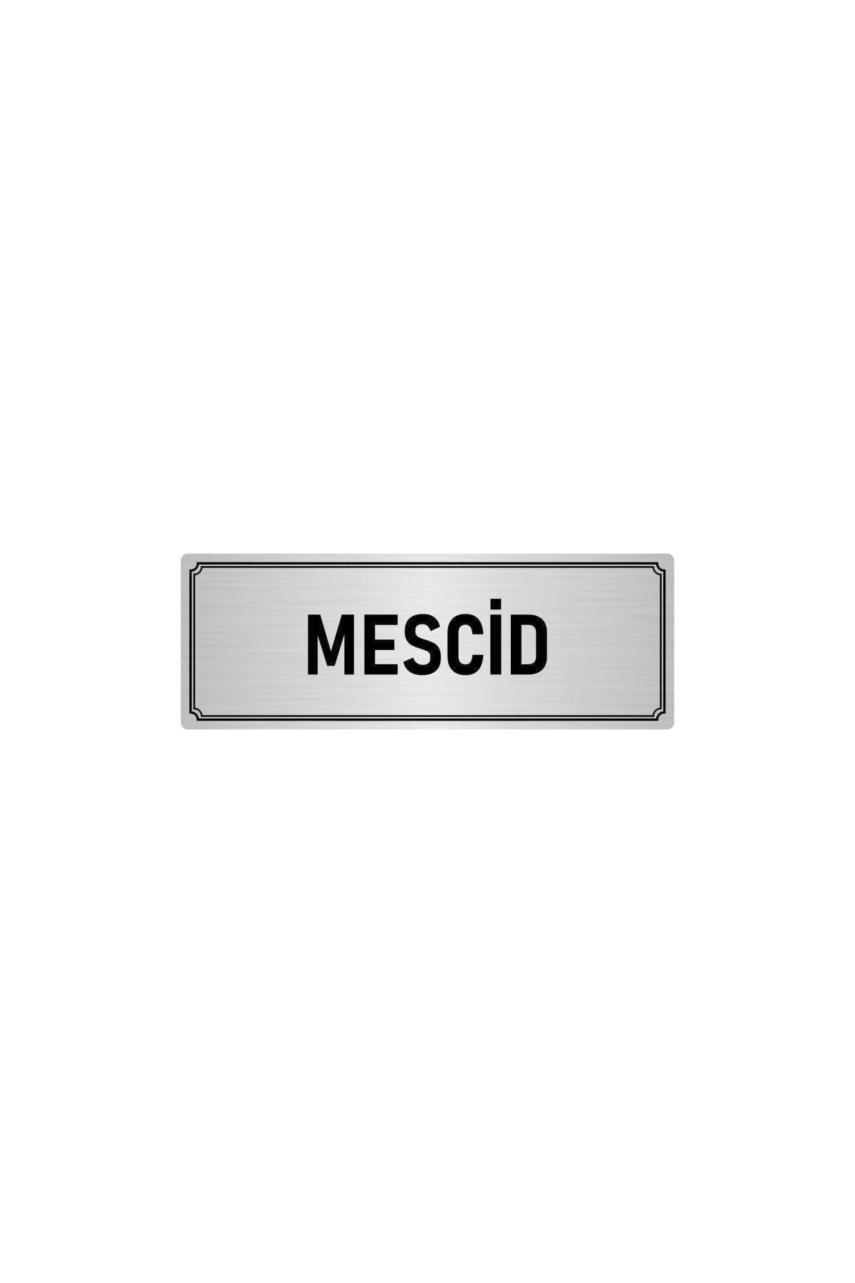 Metal Yönlendirme Levhası, Departman Kapı Isimliği Mescid 10x20 Cm Gümüş Renk Kapı İsimlik Tabela