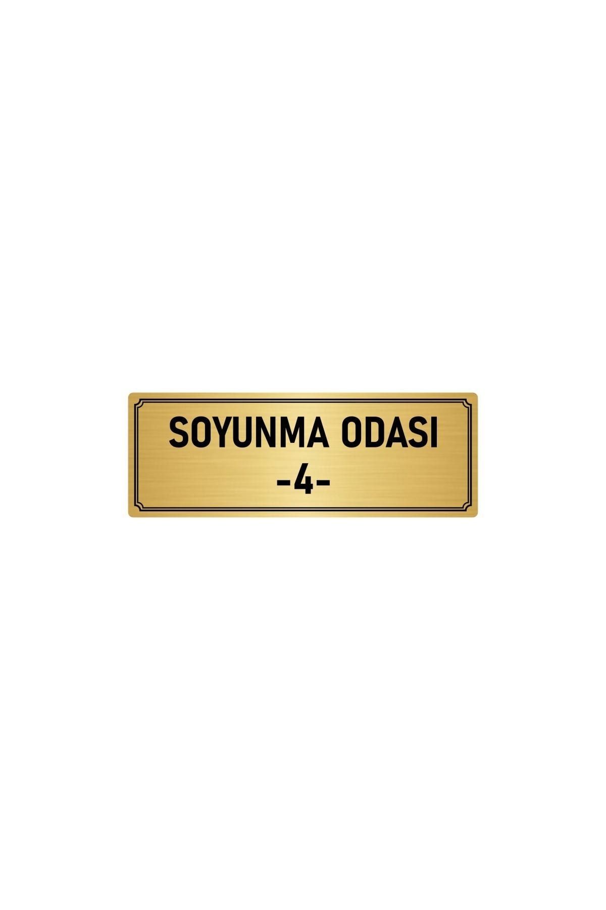 Metal Yönlendirme Levhası, Departman Kapı Isimliği Soyunma Odası 4 7x20 Cm Altın Renk Kapı İsimlik Tabela