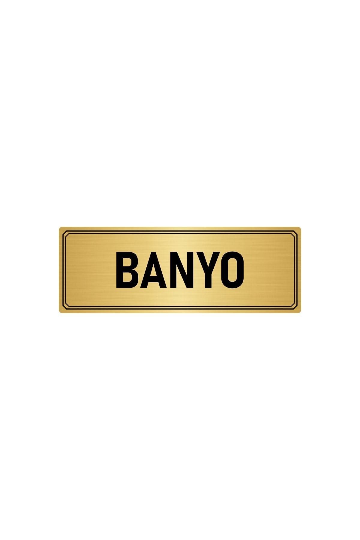 Metal Yönlendirme Levhası, Departman Kapı Isimliği Banyo 7x20 Cm Altın Renk Kapı İsimlik Tabela
