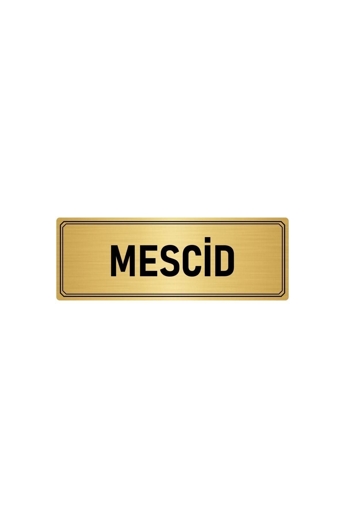 Metal Yönlendirme Levhası, Departman Kapı Isimliği Mescid 10x20 Cm Altın Renk Kapı İsimlik Tabela