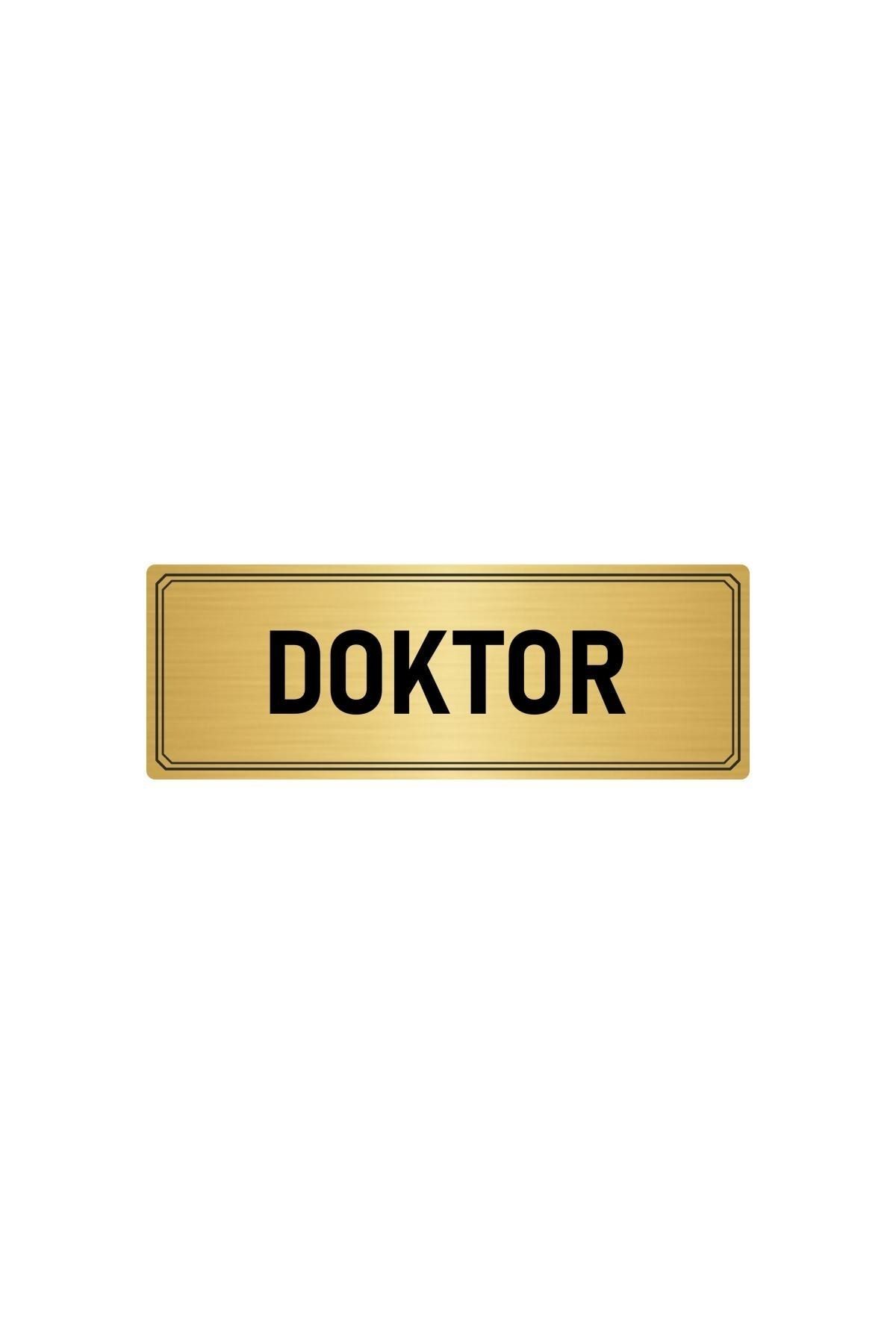 Metal Yönlendirme Levhası, Departman Kapı Isimliği Doktor 7x20 Cm Altın Renk Kapı İsimlik Tabela