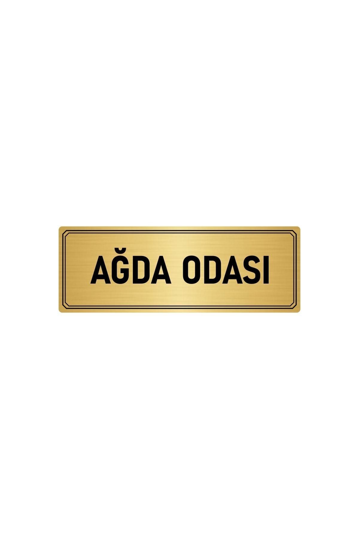 Metal Yönlendirme Levhası, Departman Kapı Isimliği Ağda Odası 10x20 Cm Altın Renk Kapı İsimlik Tabela