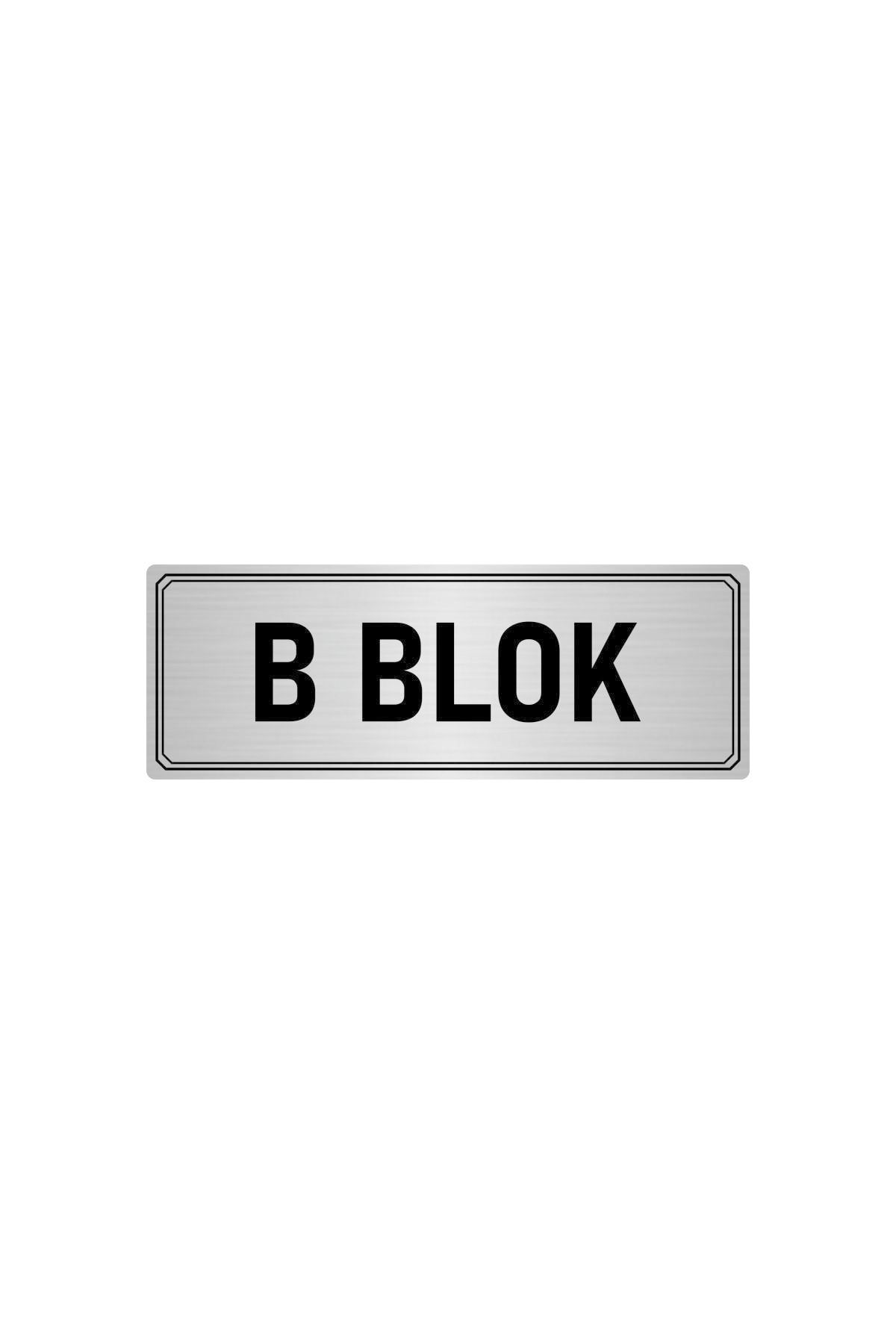 Metal Yönlendirme Levhası, Departman Kapı Isimliği B Blok 10x20 Cm Gümüş Renk Kapı İsimlik Tabela