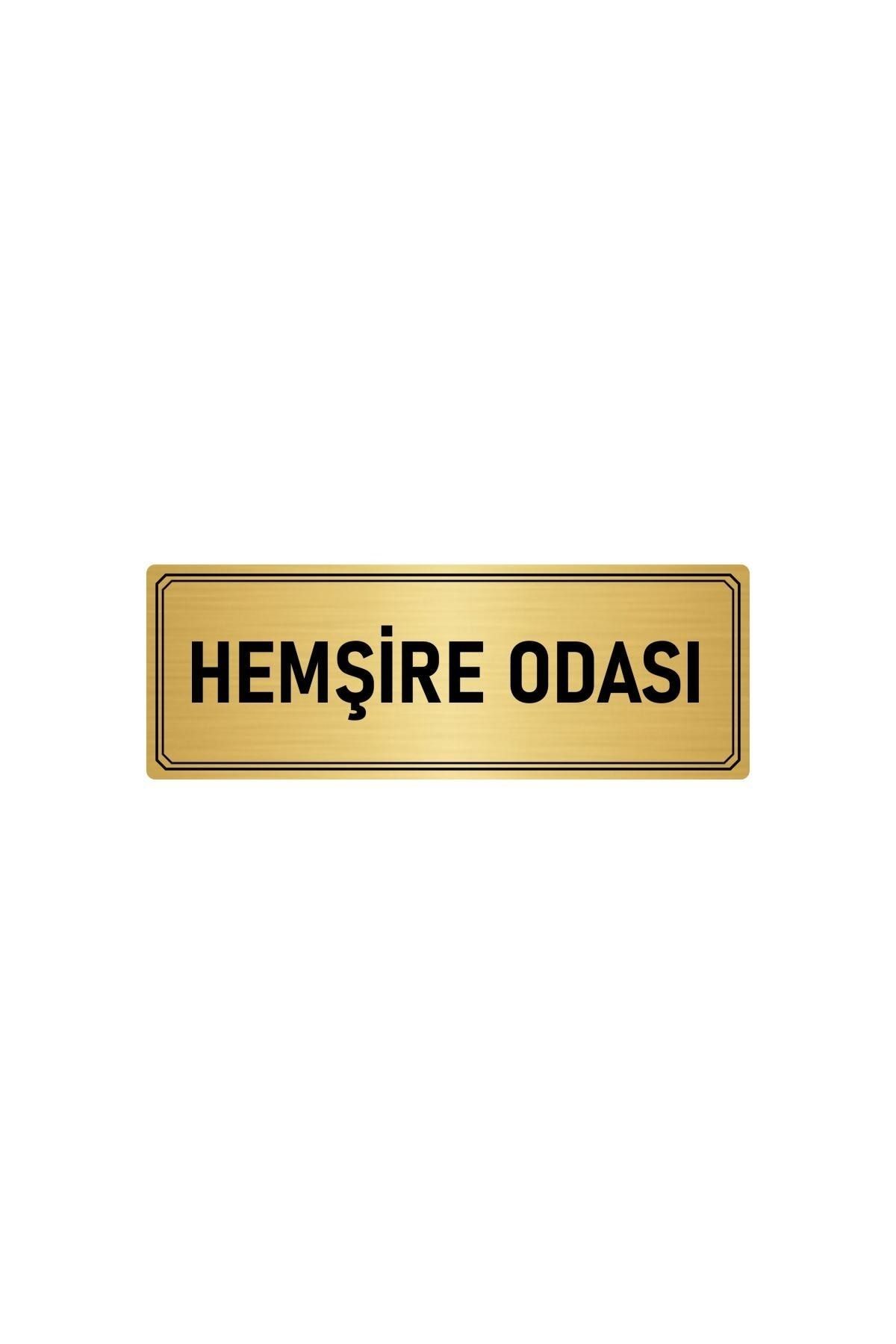 Metal Yönlendirme Levhası, Departman Kapı Isimliği Hemşire Odası 7x20 Cm Altın Renk Kapı İsimlik Tabela